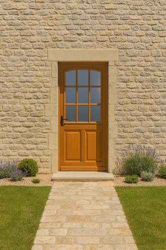 Porte entrée bois vitrée - porte,
