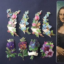 8 Chromos Anciens Fleurs XIXè