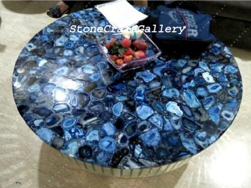 Table basse ronde en agate - table,