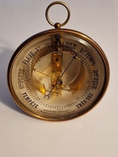 BAROMÈTRE MÉTALLIQUE EN CUIVRE BARRES OPTICIEN MONTPELLIER OBJET ANCIEN MESURE 