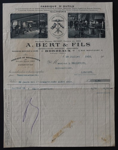 Facture 1919 bordeaux - 1919,
