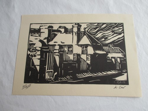 Lithographie carton signée