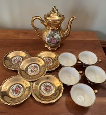 Vintage Waldershof Bavaria Germany Tea Set, Gold/22k, 12 pc, Svc for 5.