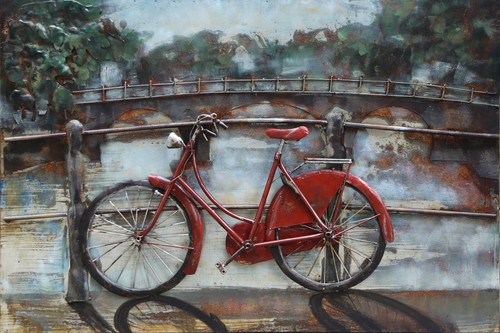 Bicyclette avec arbres toile - avec,