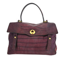 Yves Saint Laurent Muse Purple Croc Embossed Leather Top Handle Bag