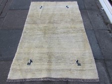 Vintage Traditionnel Main Fabriqué Oriental Laine Crème Gabbe Tapis 173x116cm
