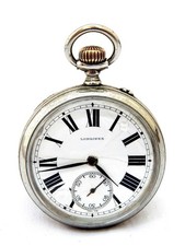 Pocket Watch LONGINES Open Face Cal 20.52 Case Steel Huge  55mm 1905c Working