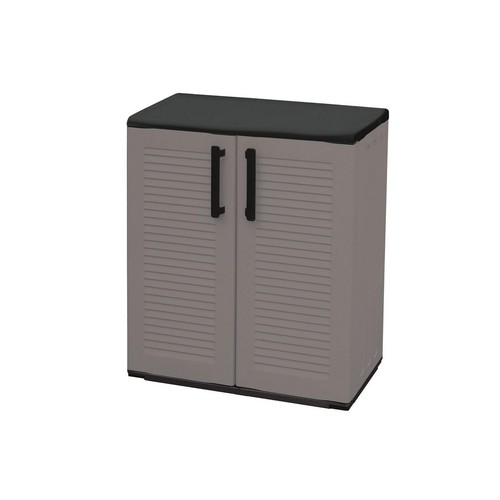 Armoire basse grise portes - 2, 1