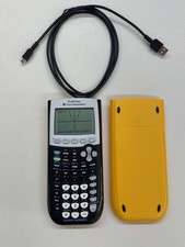 Texas Instruments TI-84Plus Graphing Calculator with School Property markings.