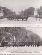 postcard 14 July historical parade of Belgian + Russian lancers lancieri
