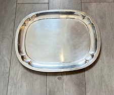 Plateau de service rectangulaire ERCUIS métal argenté table 46x35 cm plat