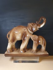 Sculpture  Ceramique  Émaillée Lemanceau Maurice Leon Joly Elephant