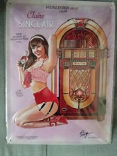 Plaque en métal sérigraphié et emboutie Pin Up Wurlitzer.