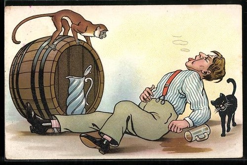 Carte postale homme - homme, ivre
