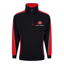 Mens Farming Tractor Farmers Contrast 1/4 Zip Jumper Massey Ferguson