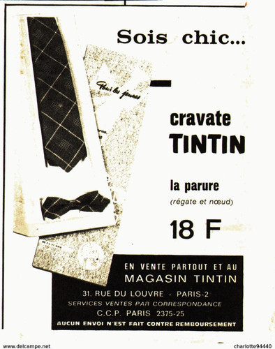 Publicité cravate tintin - ,