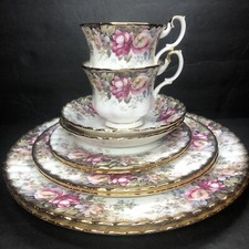 Lof of 2 ROYAL ALBERT AUTUMN ROSES 5 pc Place Settings, teacup saucer plates