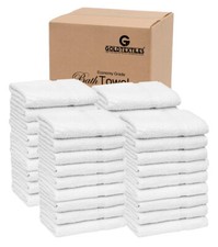 22x44 Cotton Rich White Bath Towels Lightweight & Economy Grade for Salons White