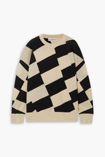 Zankov Black Cream Checker Pullover Riz Sweater Medium