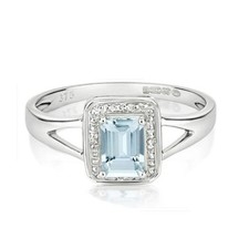 Bague véritable aigue-marine