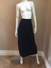 Sarah Pacini QUALITY!! Black Poly Toggle Drawstring Waist Maxi Skirt Sz S