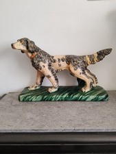 Large Varnished Plaster Hunting Dog Sculpture. Vintage