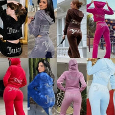 Women Y2K Juicy Logo Couture Tracksuit 2-piece Set Sport Suit Velvet Jogging