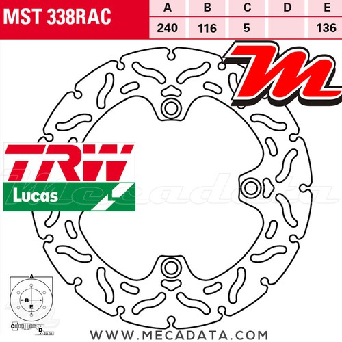 Disque frein arrière trw - disque,