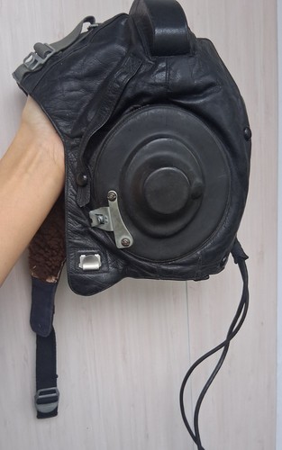 Casque cuir fourrure pilote - cuir,