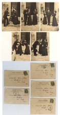 ● Lot 5 postcards "Les deux poules" to Miss Thérèse César Rochefort by Culoz 1907 Ain