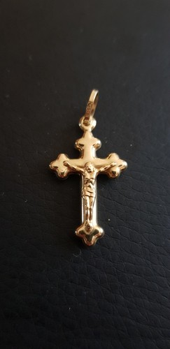 Pendentif croix jaune 14 - pendentif,