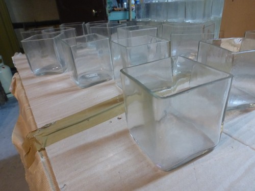 Lot pot verre carré - verre,