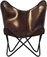 Fauteuil Papillon En Cuir Marron Chic – Parfait Pour Le Salon Ou Le Bureau