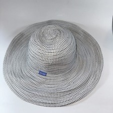 Wallaroo Hat Co. Adjustable Scrunchie Sun Hat Womens White w/ Polka Dots Travel