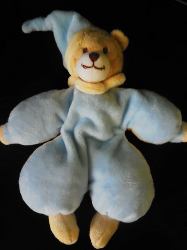 Doudou peluche ours beige bleu - doudou,