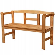 Banc de jardin KADAX avec dossier en bois, motif "H", 119 x 44 cm, miel