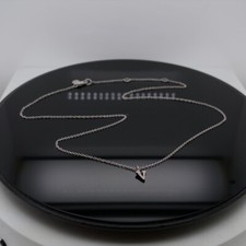Meira T 14k White Gold Initial “V” Diamond Pendant Necklace New $455