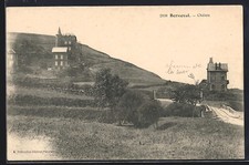Old postcard Bernval, chalets and bucolic landscape on the hill 