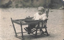 OLD POSTCARD PHOTOGRAPH CHILD ON HIS OLD CHAIR IN THE GARDEN MARSEILLE