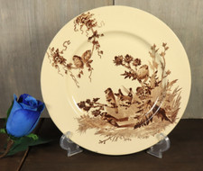Antique French Ironstone Plate CREIL & MONTEREAU Transferware Aesthetic Birds