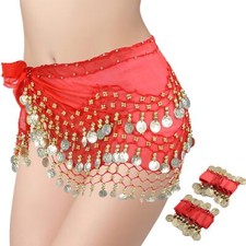 Ceinture Danse Orientale Femme Fille Foulard Belly Danse Sequins Doré Écharpe...