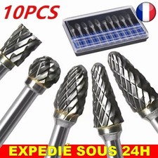 ✅ 10 Tete Fraises Carbure Alliage Dur Acier Tungstène Double Coupe Lime Meulage