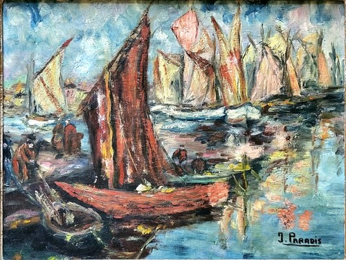 Tableau vintage huile - vintage, –