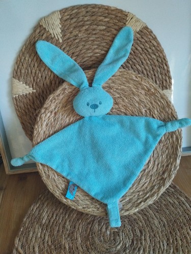 Doudou plat lapin - bleu, ciel