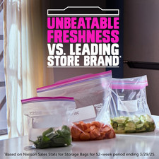 Gallon Food Storage Bags, Stay Open Design with Stand-Up Bottom, Easy, 81 Count.