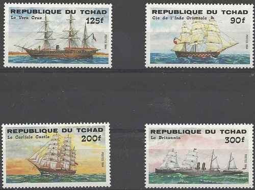 Timbres bateaux voiliers - voiliers, tchad