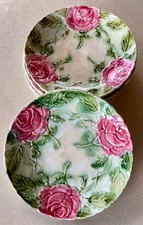 Lot 7 Assiettes Anciennes XIX ème Onnaing Barbotine Roses Fleurs