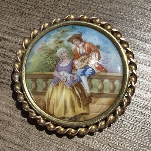 Broche ancienne faïence de - -,