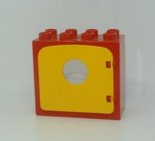LEGO duplo : porte / fenêtre hublot - réf 4253c06 rouge - set 2458
