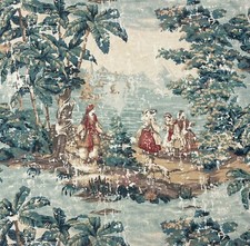 COVINGTON BOSPORUS 299 ENGLISH GREEN RENAISSANCE TOILE LINEN FABRIC BY YARD 54"W